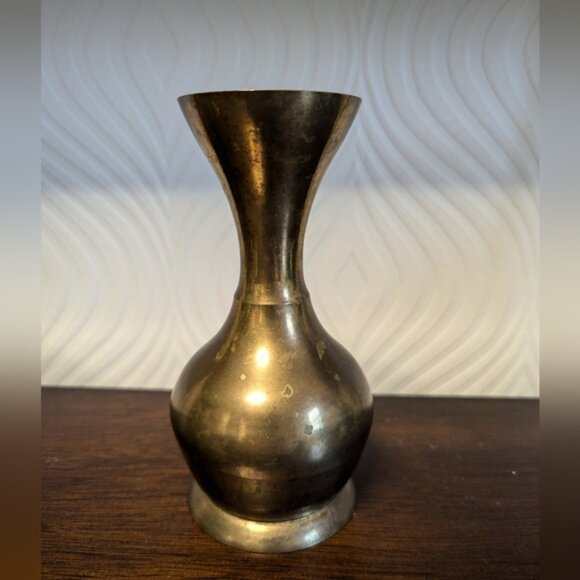 Other - Vintage Mid Century Modern Brass Vase 6 Tall